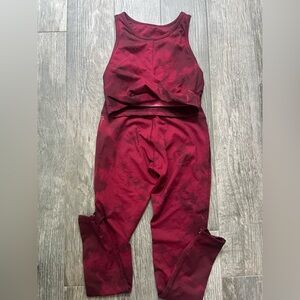 Electric and rose tie dye burgundy tank top and leggings set size XS/S
